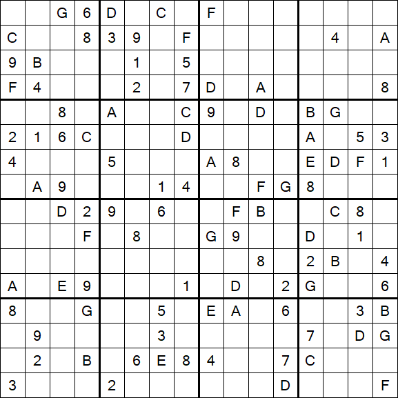 Sudoku 16x16 - Schwierig