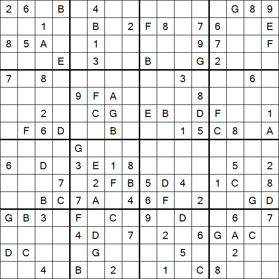 Sudoku 16x16 - Schwierig