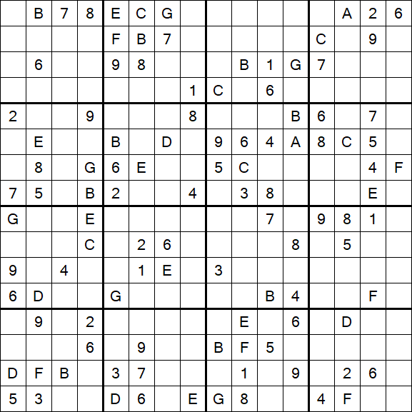 Sudoku 16x16 - Schwierig