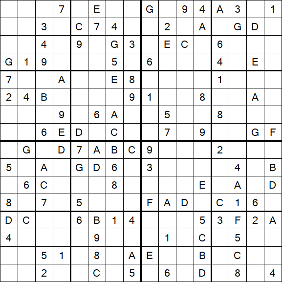 Sudoku 16x16 - Difícil