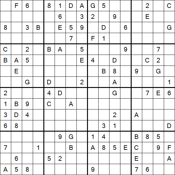 Sudoku 16x16 - Schwierig