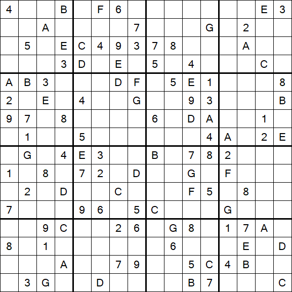 Sudoku 16x16 - Difícil