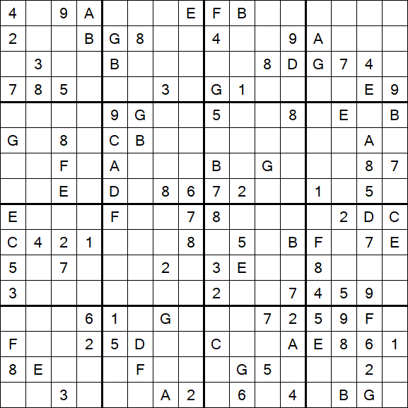Sudoku 16x16 - Difícil