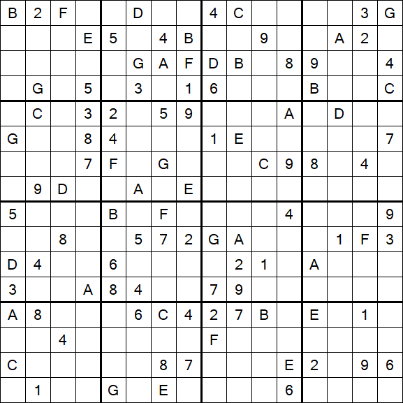 Sudoku 16x16 - Hard
