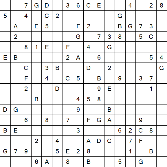Sudoku 16x16 - Schwierig