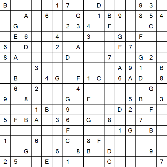 Sudoku 16x16 - Difícil