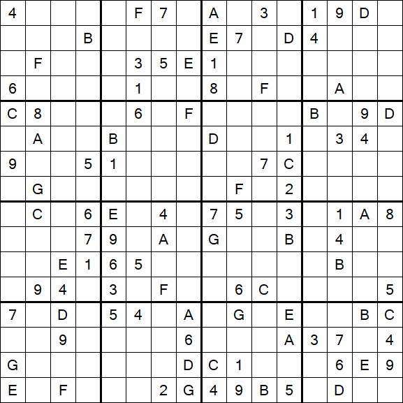 Sudoku 16x16 - Schwierig