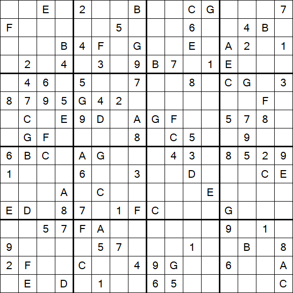 Sudoku 16x16 - Schwierig