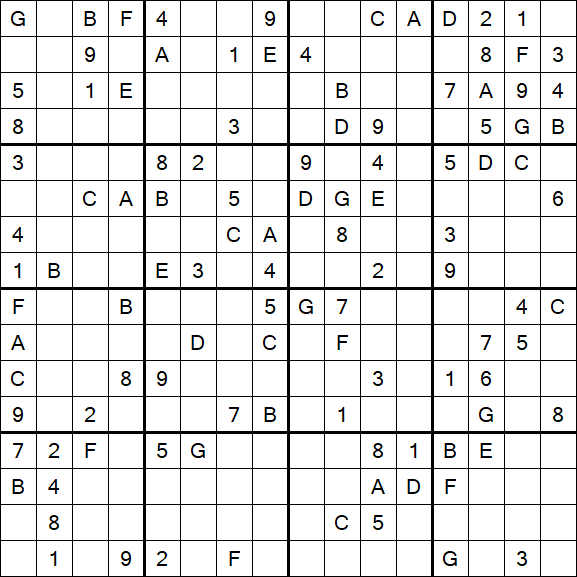 Sudoku 16x16 - Schwierig
