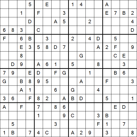 Sudoku 16x16 - Schwierig