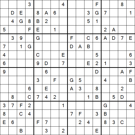 Sudoku 16x16 - Schwierig