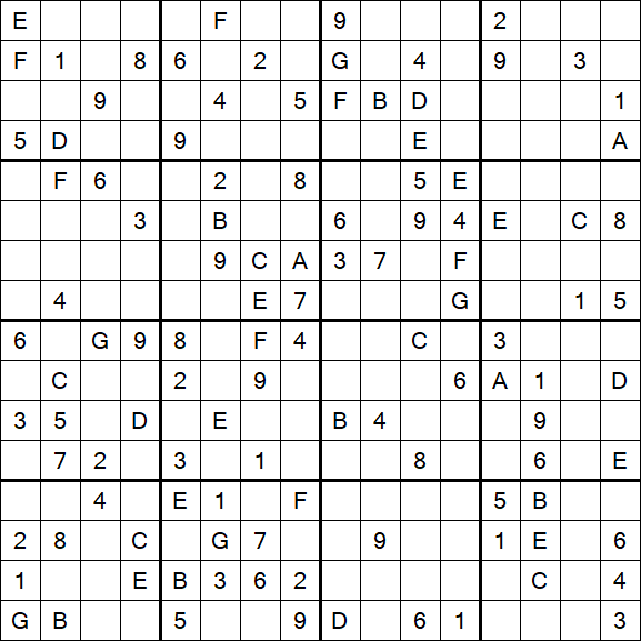 Sudoku 16x16 - Schwierig