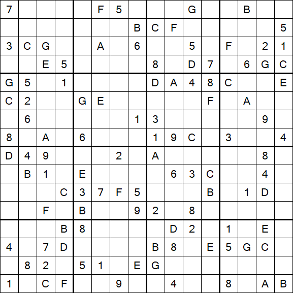 Sudoku 16x16 - Schwierig