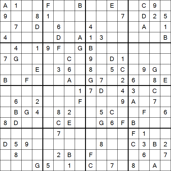 Sudoku 16x16 - Schwierig