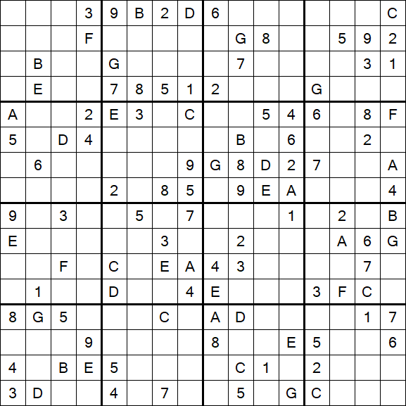 Sudoku 16x16 - Hard