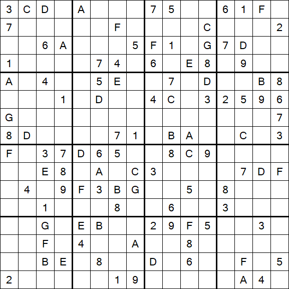 Sudoku 16x16 - Schwierig