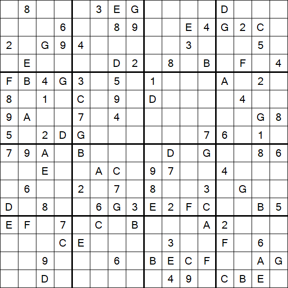 Sudoku 16x16 - Schwierig