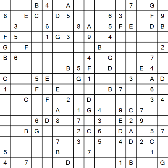 Sudoku 16x16 - Schwierig
