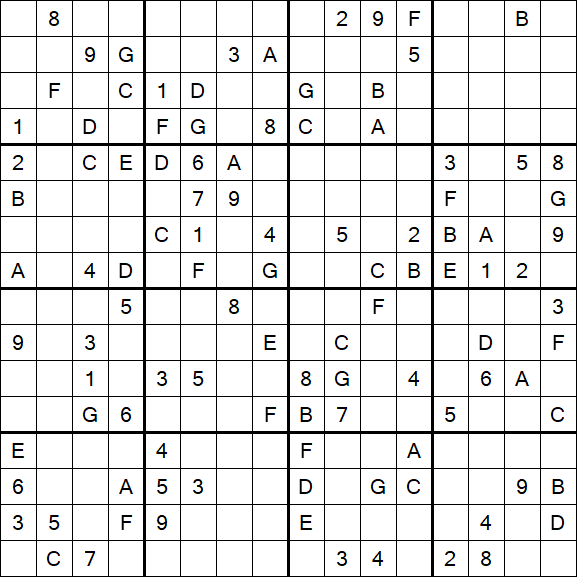 Sudoku 16x16 - Difficile
