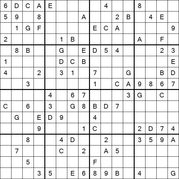 Sudoku 16x16 - Difficile