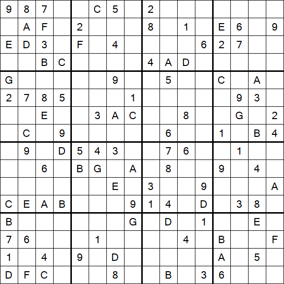 Sudoku 16x16 - Difficile