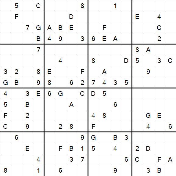 Sudoku 16x16 - Difficile