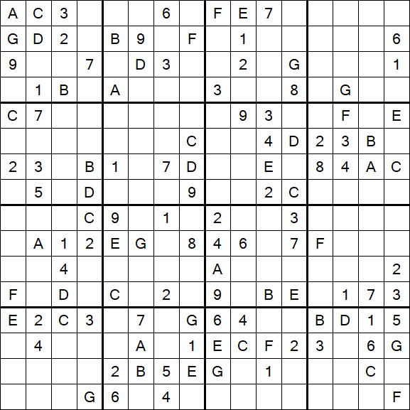 Sudoku 16x16 - Medium