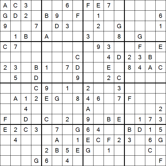 Sudoku 16x16 - Difícil 