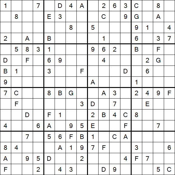 Sudoku 16x16 - Medium