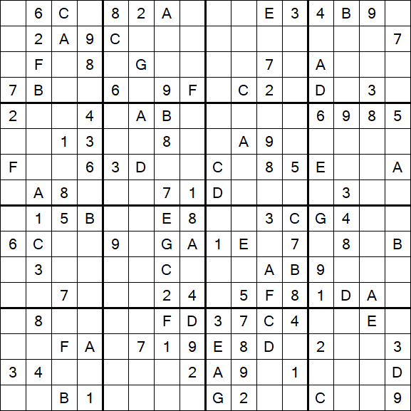Sudoku 16x16 - Medio