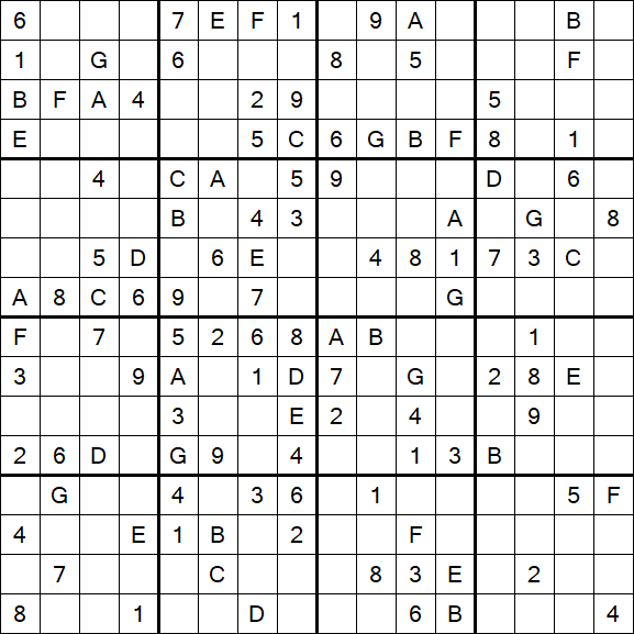 Sudoku 16x16 - Medio