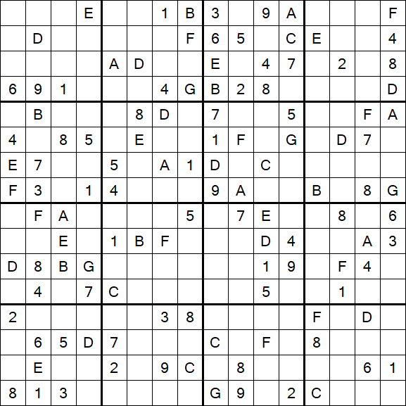 Sudoku 16x16 - Medio