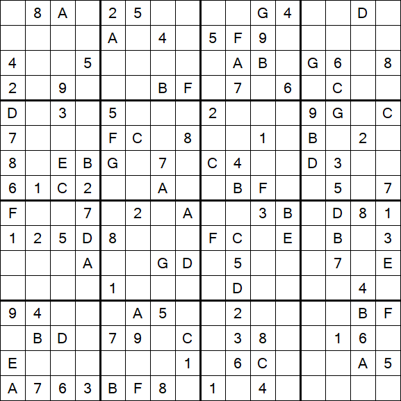 Sudoku 16x16 - Medio