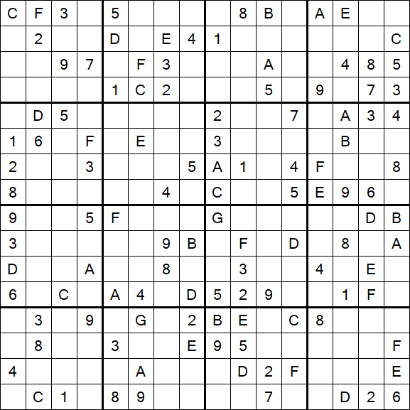Sudoku 16x16 - Medio