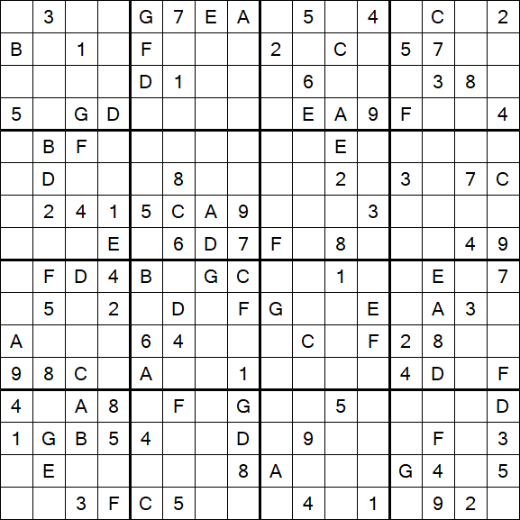Sudoku 16x16 - Medio