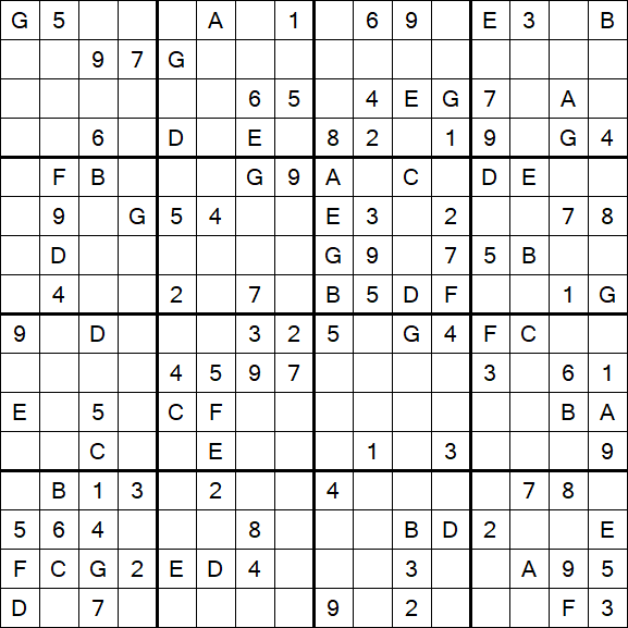 Sudoku 16x16 - Medio