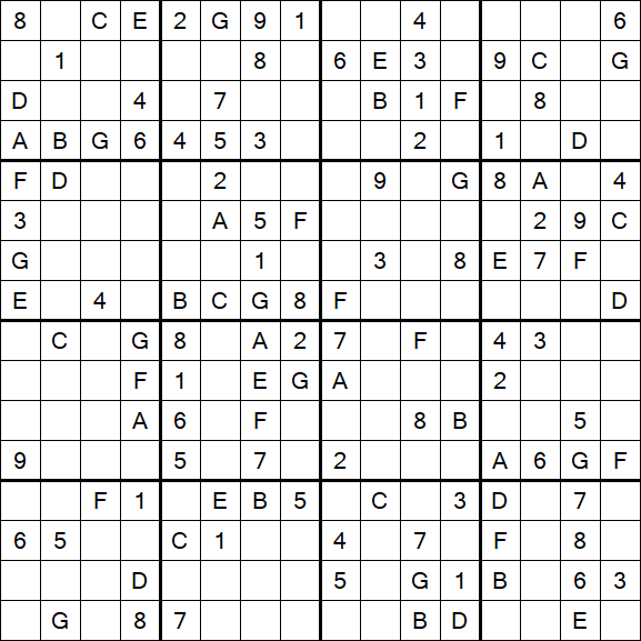 Sudoku 16x16 - Medio