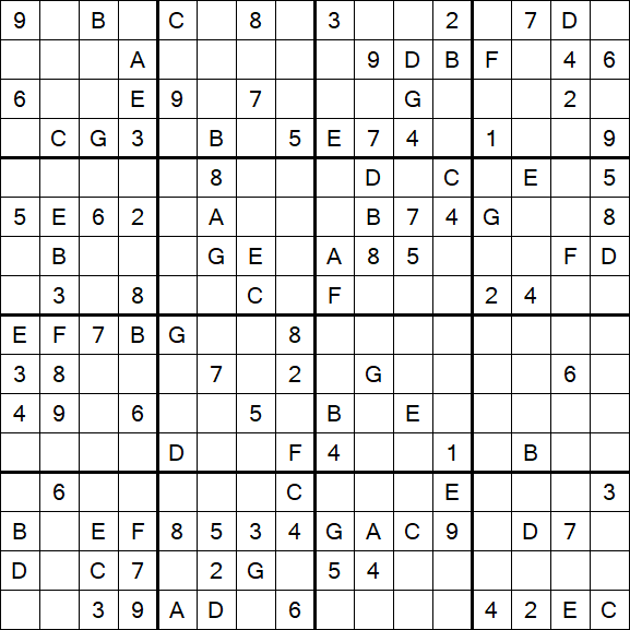 Sudoku 16x16 - Medio