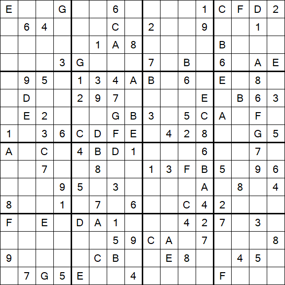 Sudoku 16x16 - Medium