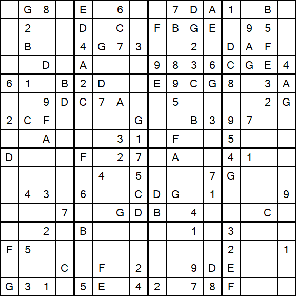 Sudoku 16x16 - Moyen