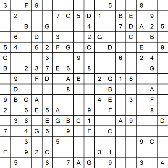 Sudoku 16x16 - Medium