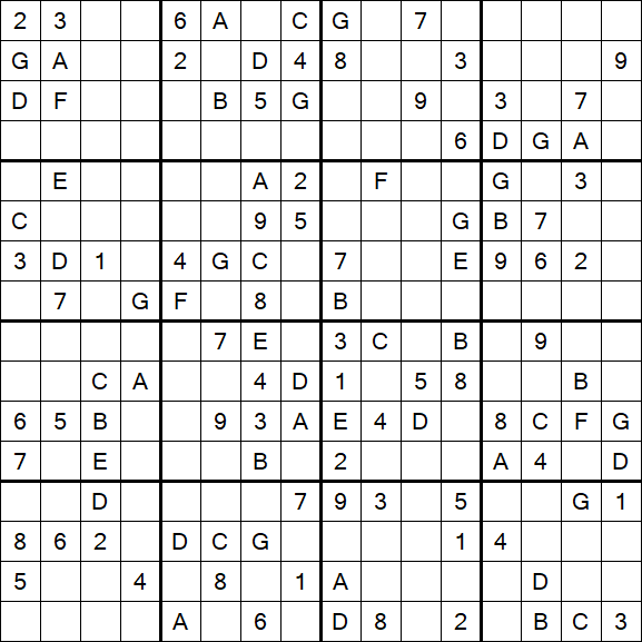 Sudoku 16x16 - Medium