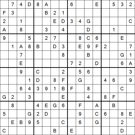 Sudoku 16x16 - Medium