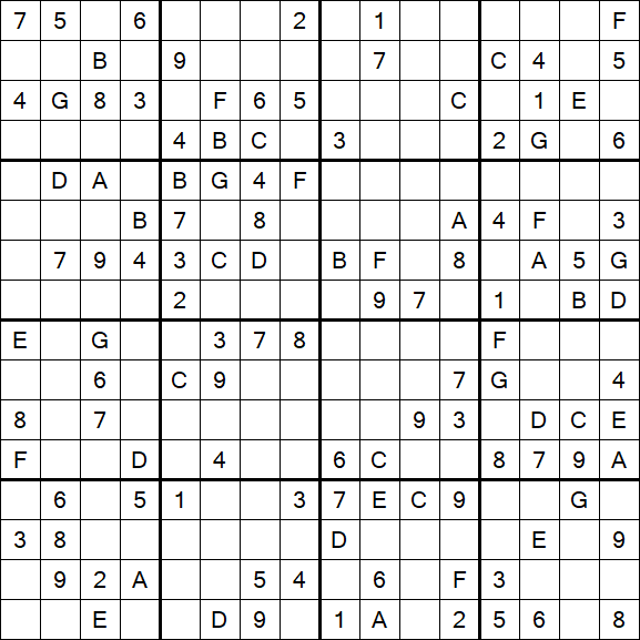 Sudoku 16x16 - Medium
