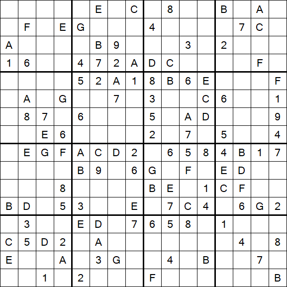 Sudoku 16x16 - Medium