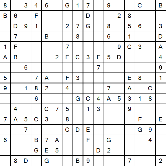 Sudoku 16x16 - Medium