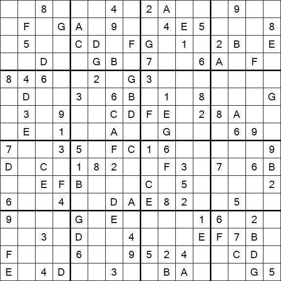 Sudoku 16x16 - Medium