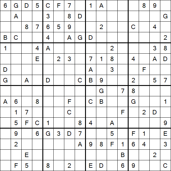 Sudoku 16x16 - Medium