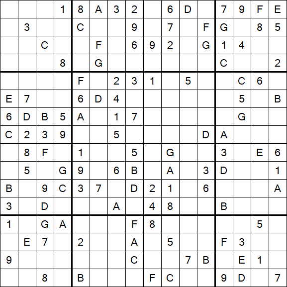 Sudoku 16x16 - Medium