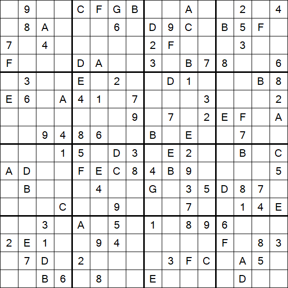 Sudoku 16x16 - Medium